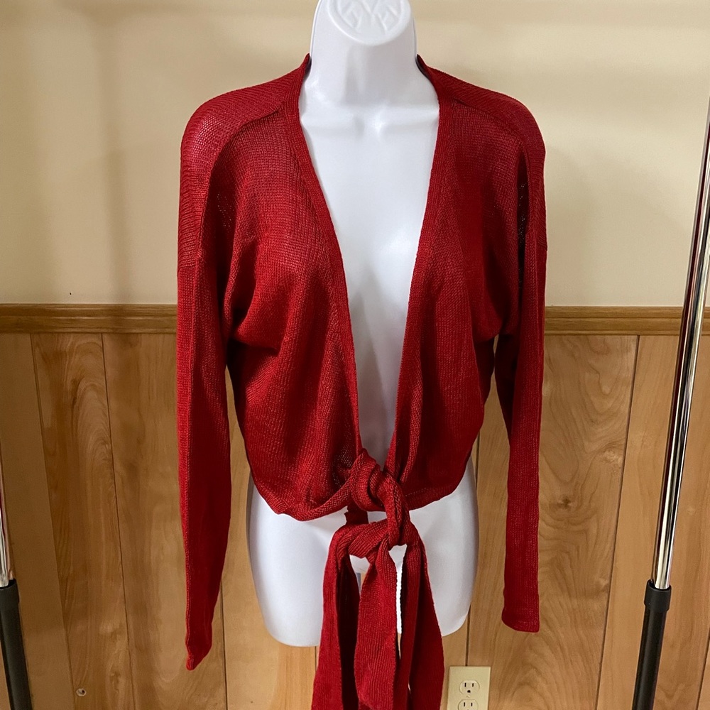 Tobi Red crop cardigan